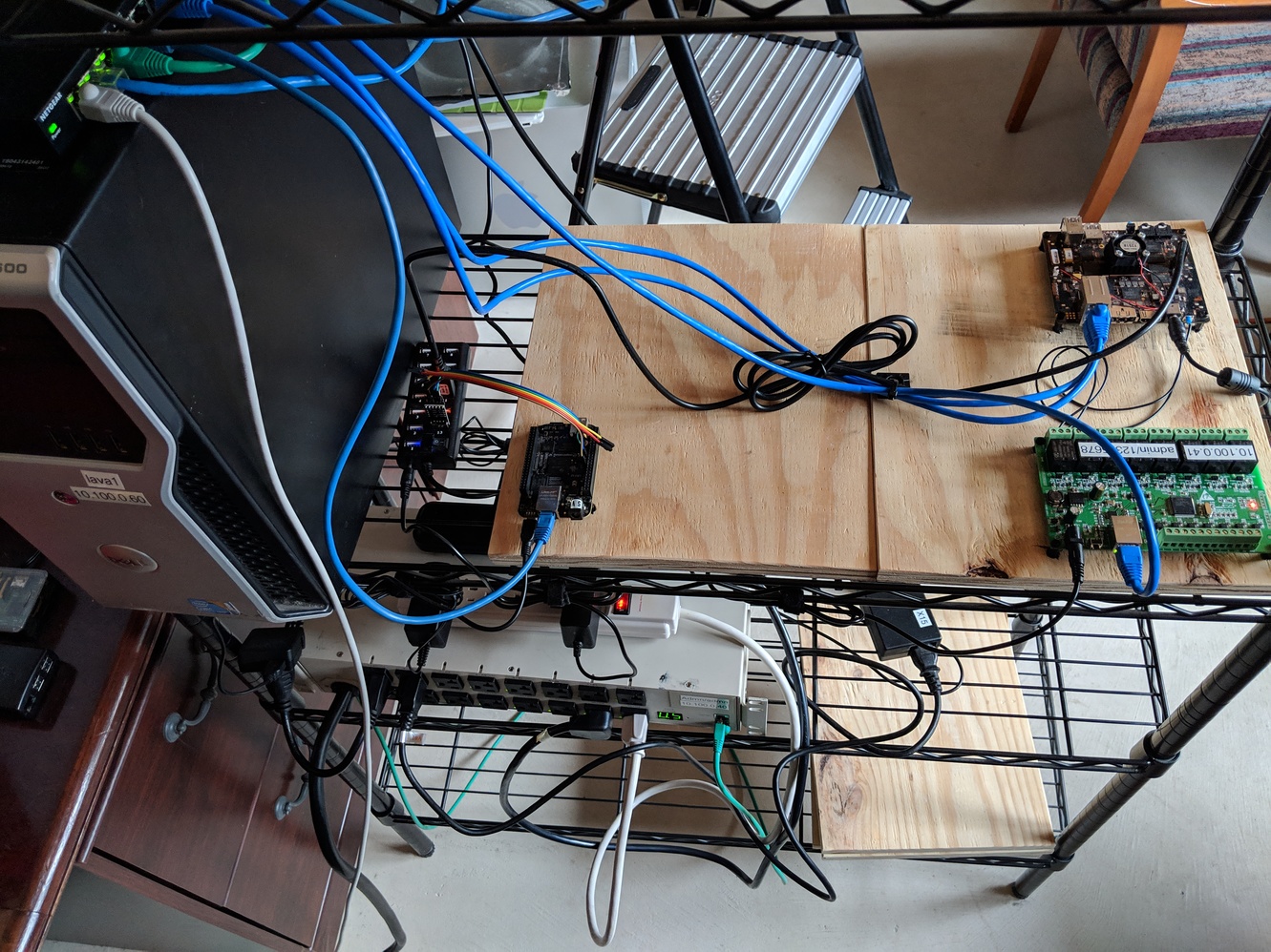 LAVA board farm with embedded ARM boards mounted in rack